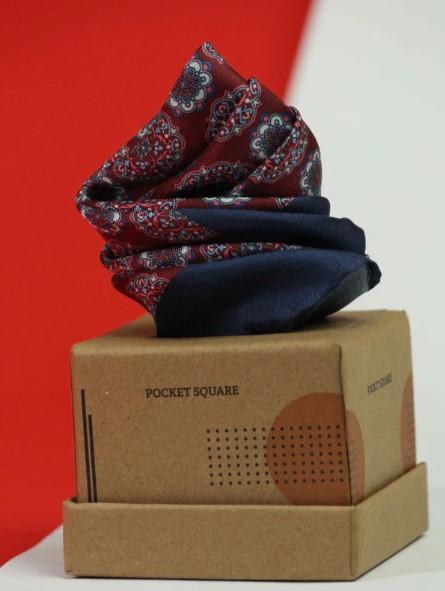 Maroon Floral Silk Pocket Square