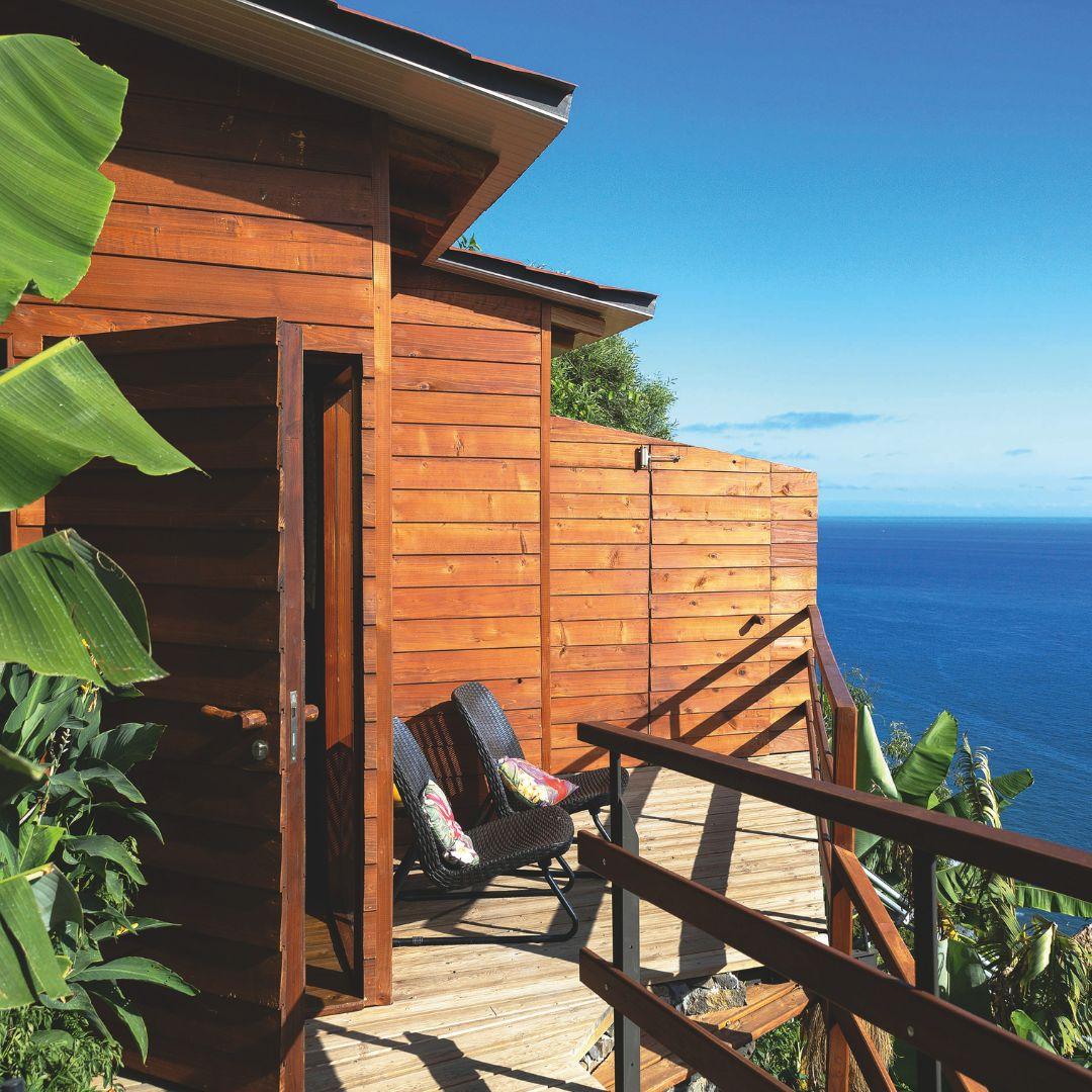 A balcony overlooking the natural scenery