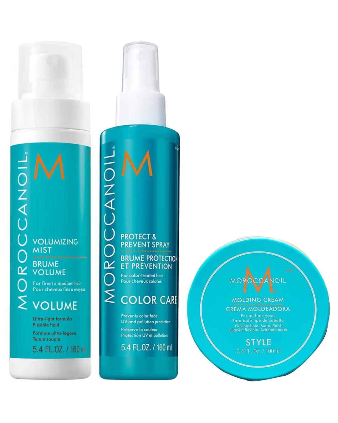 Moroccanoil Volumizing Mist Hair Spray, Protect & Prevent Spray and Cream Combo 