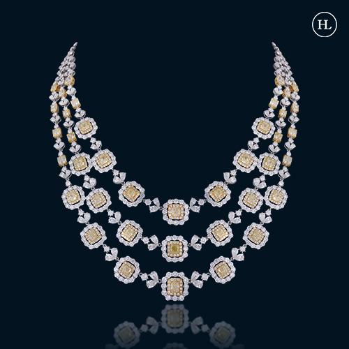 Three-Tiered Yellow Sapphire Necklace, Hazoorilal Jewellers