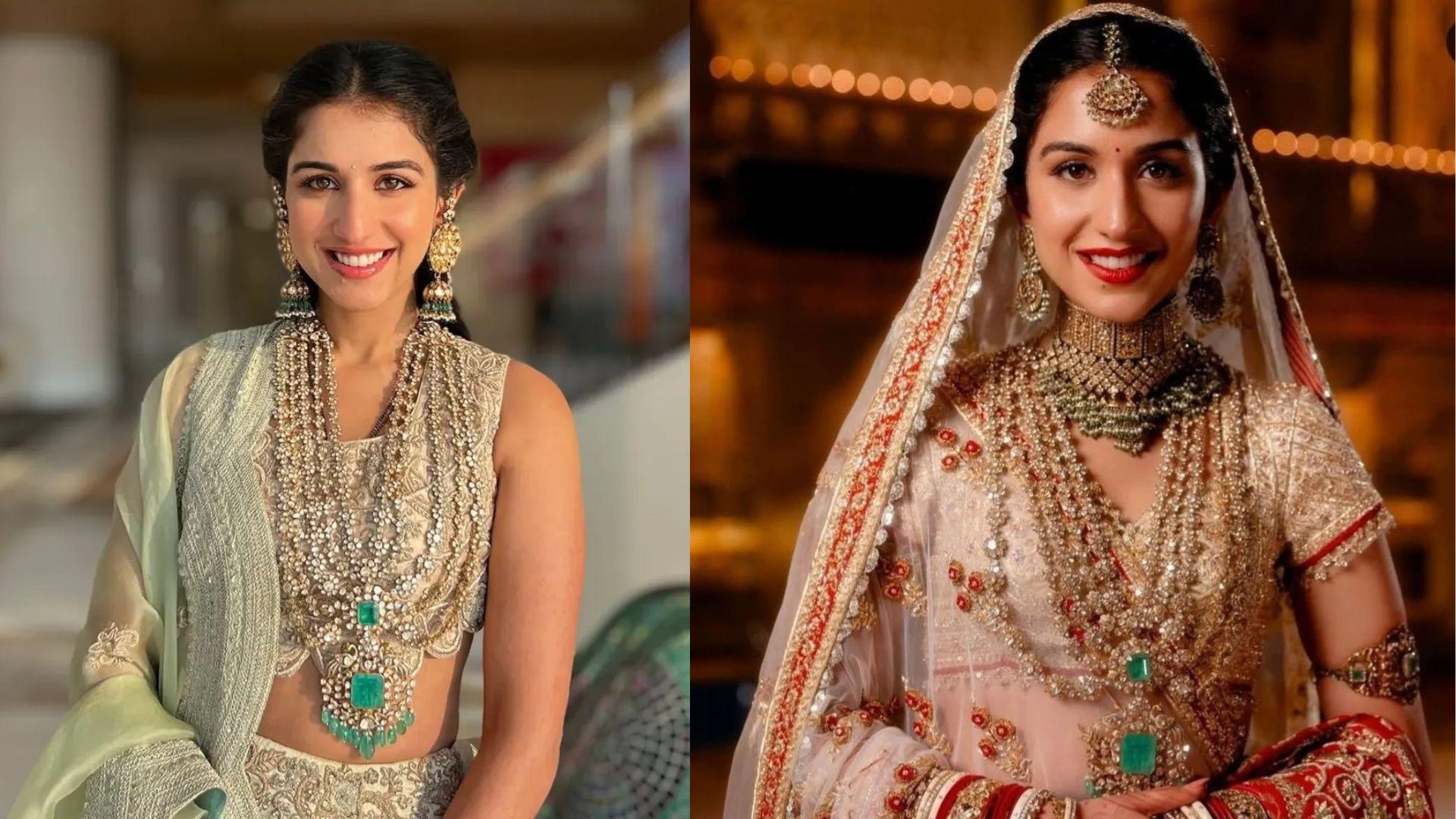 Radhika Merchant wearing wedding necklace