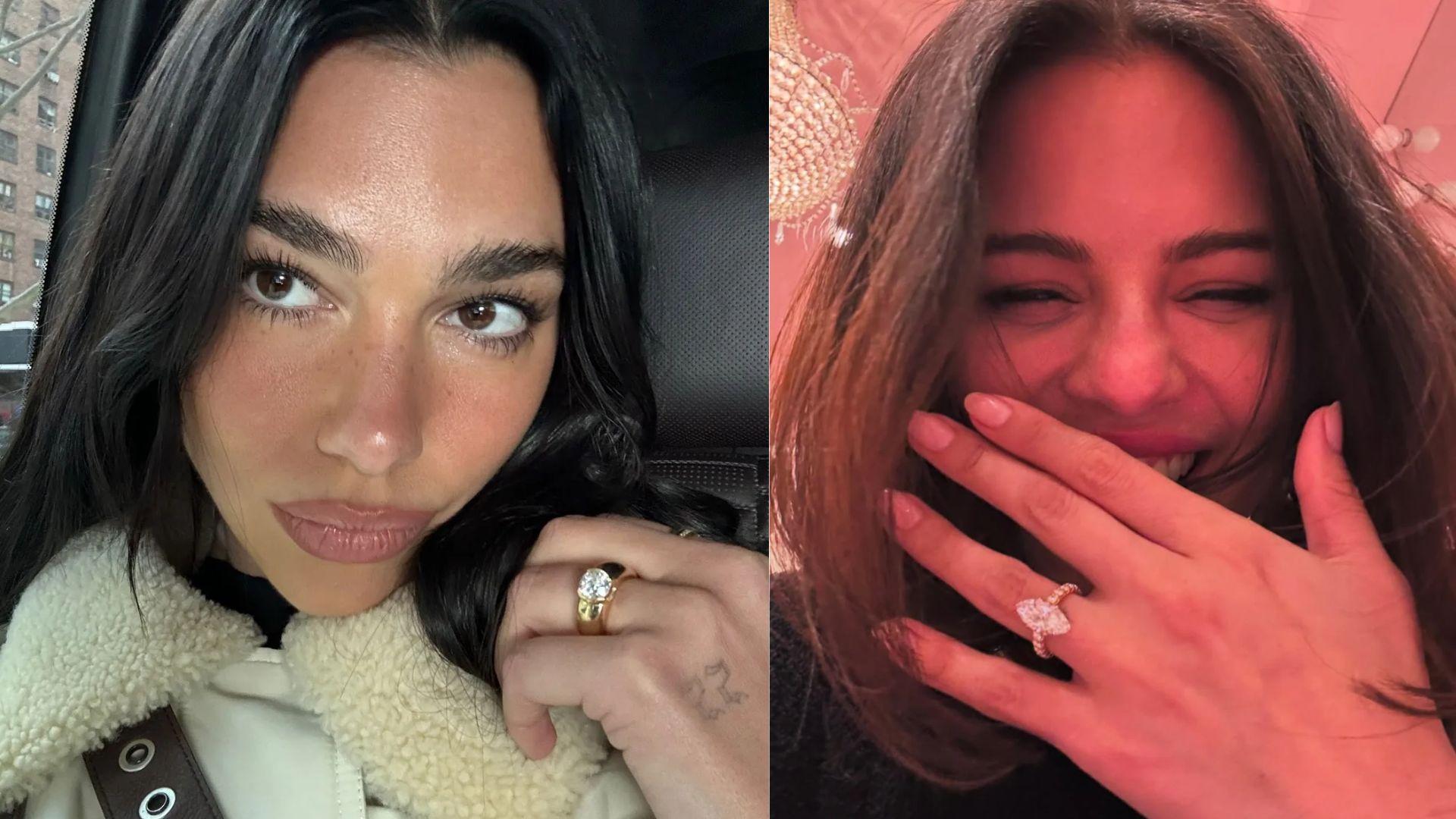 Dua Lipa and Selena Gomez flaunt their diamond rings