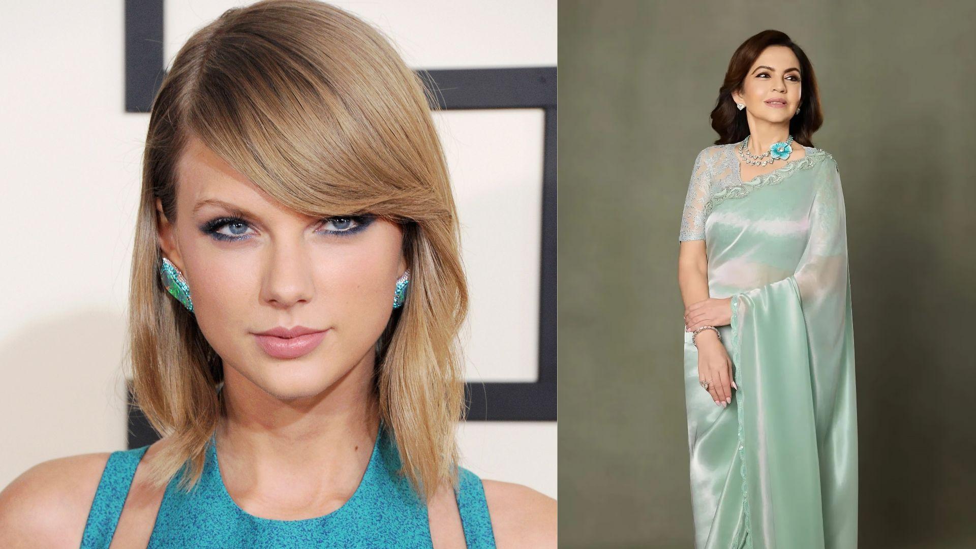 Taylor Swift and Nita Ambani sporting Paraiba tourmaline