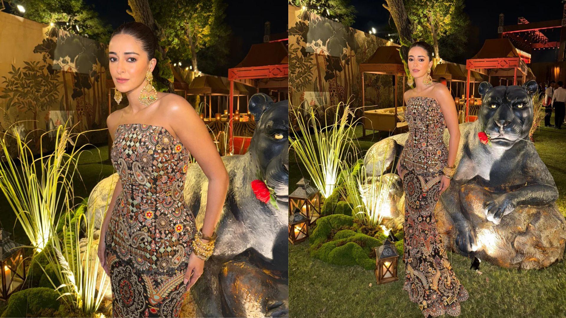 Ananya Panday wearing an embroidered bodycon dress from Anamika Khanna