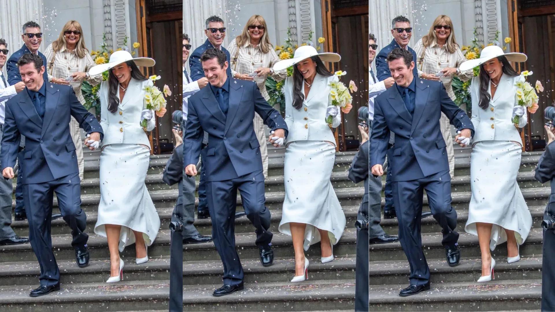 Dua Lipa and Callum Turner after their intimate civil wedding ceremony in London