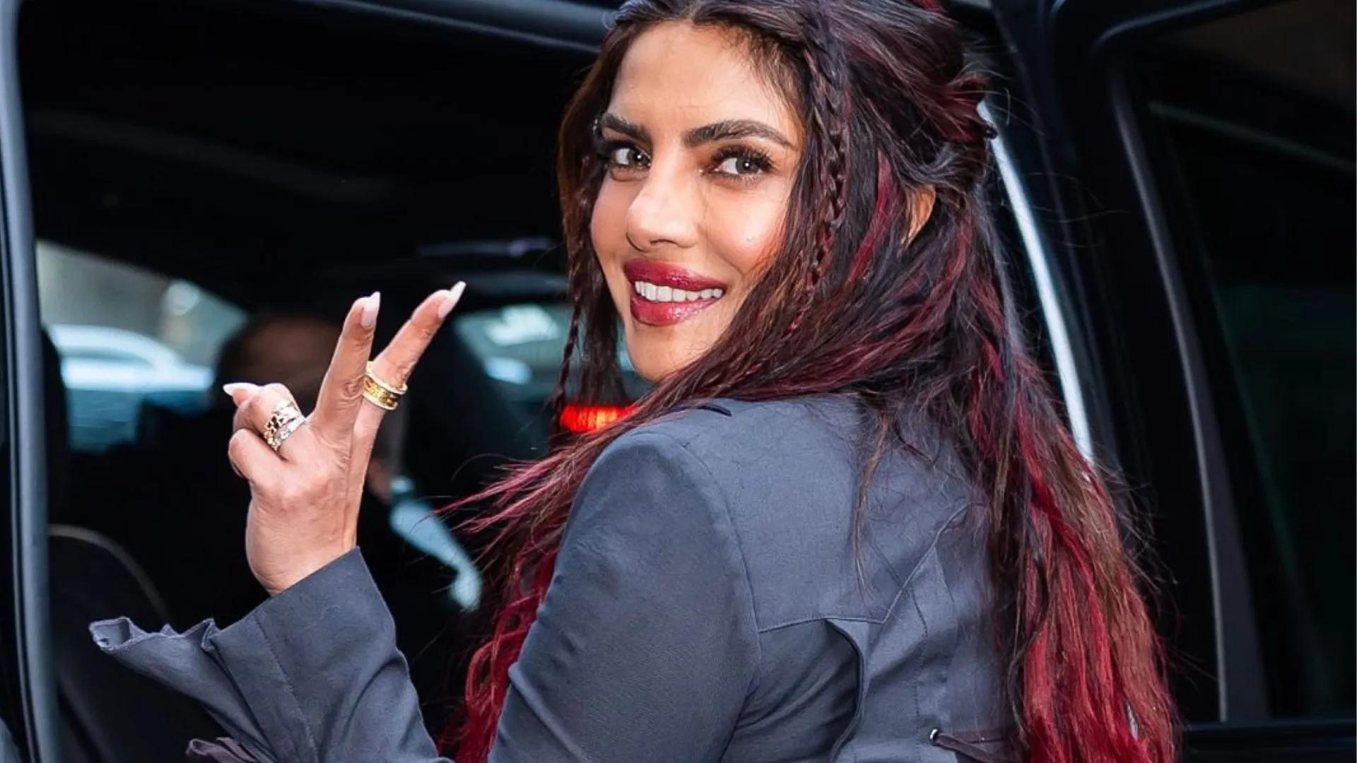 Priyanka Chopra wearing the cherry mocha hair colour