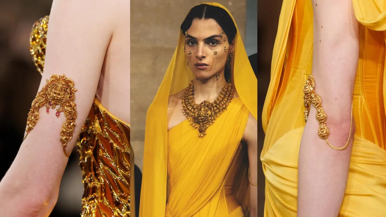 Gaurav Gupta temple jewellery on Paris runway