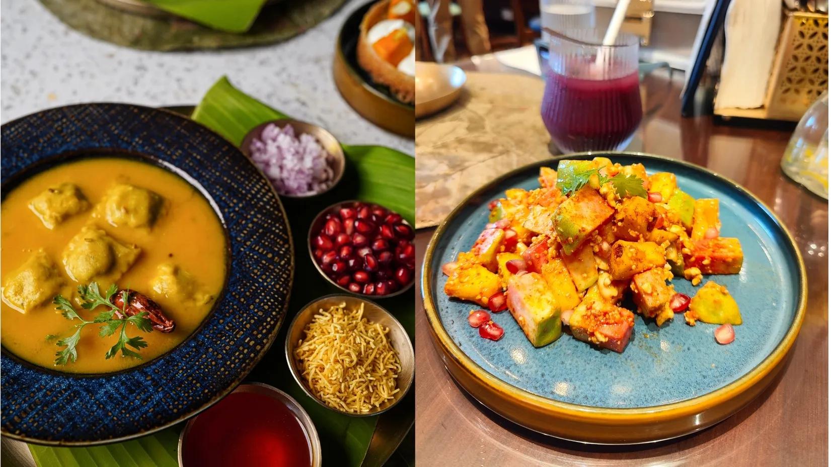 (L-R) Dal Dhokli Ravioli and Peru Ananas Salad