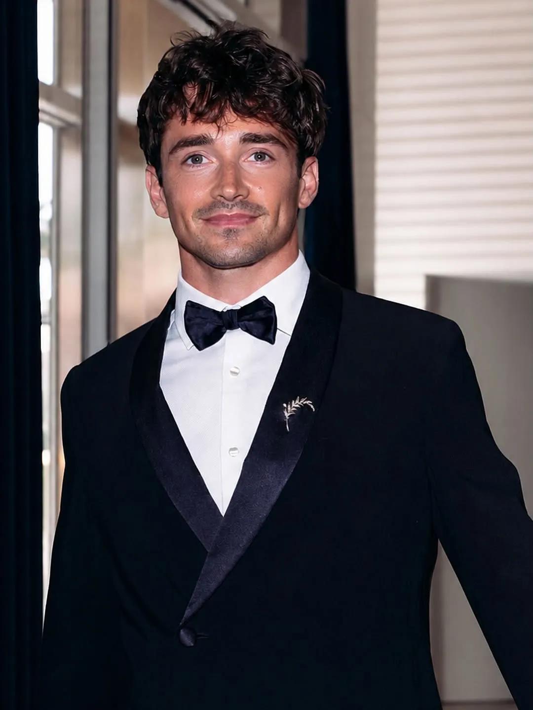 Charles LecLerc wearing a tiny brooch at the Cannes Film Festival 2026