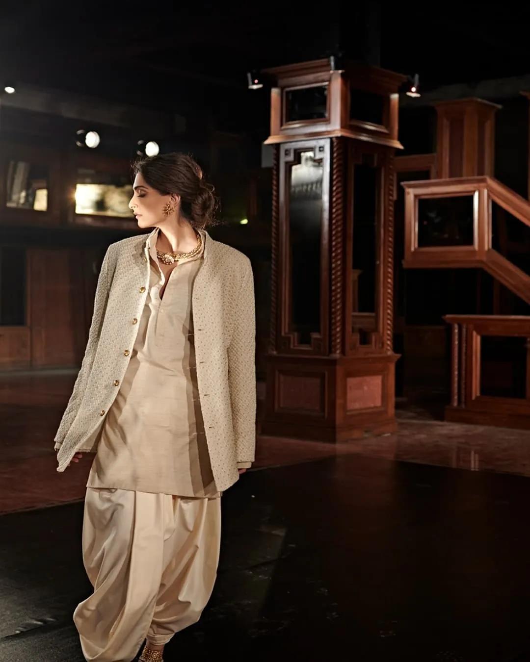 Sonam Kapoor in a bandhgala by Kunal Rawal