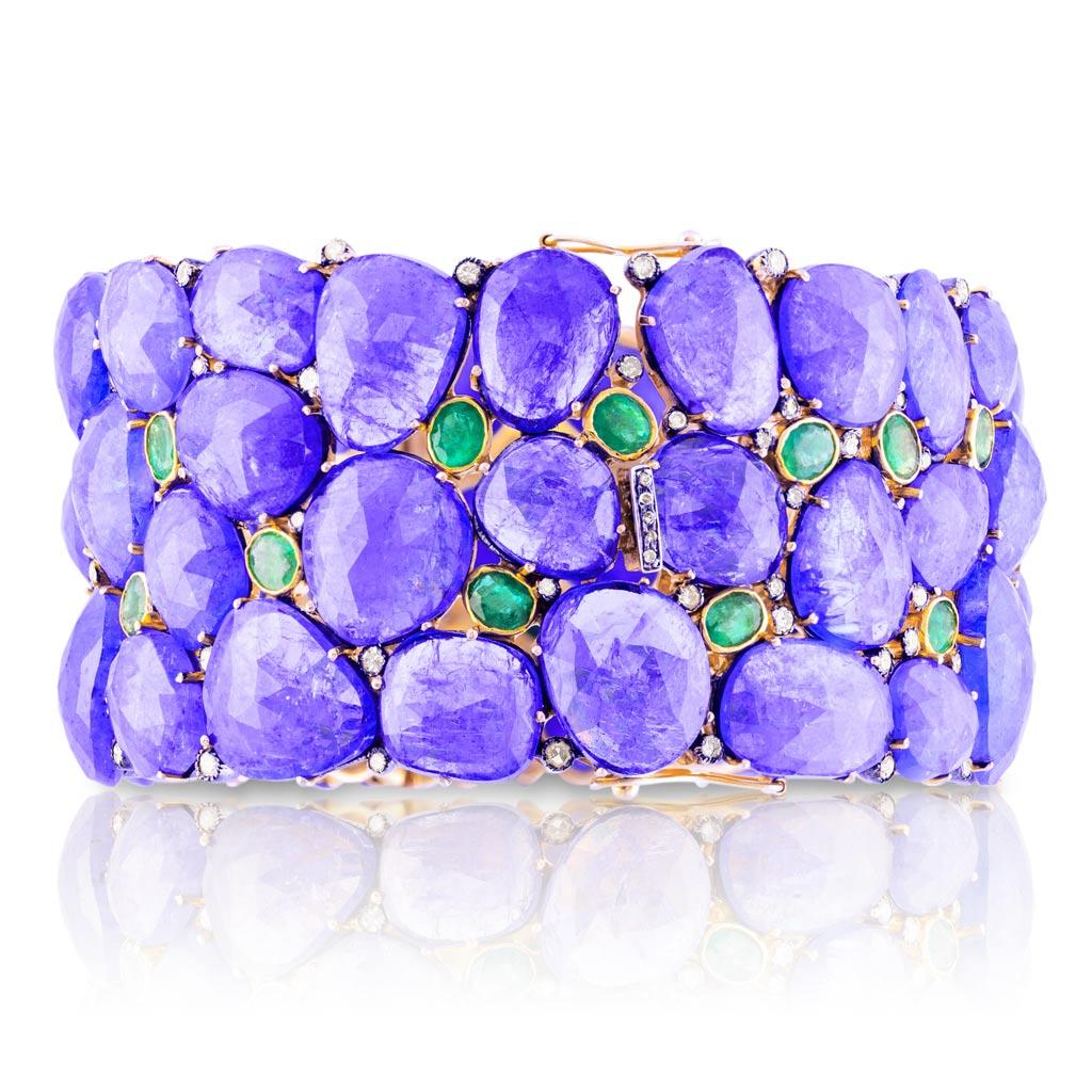 Indorussian Tanzanite & Emeralds Cuff, The Gem Palace