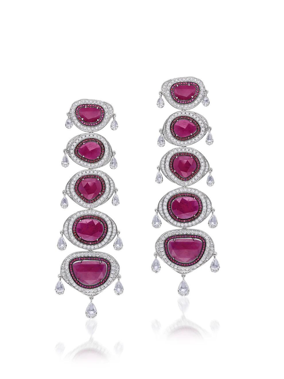 Ruby Cascade Earrings, Renu Oberoi Luxury Jewellery