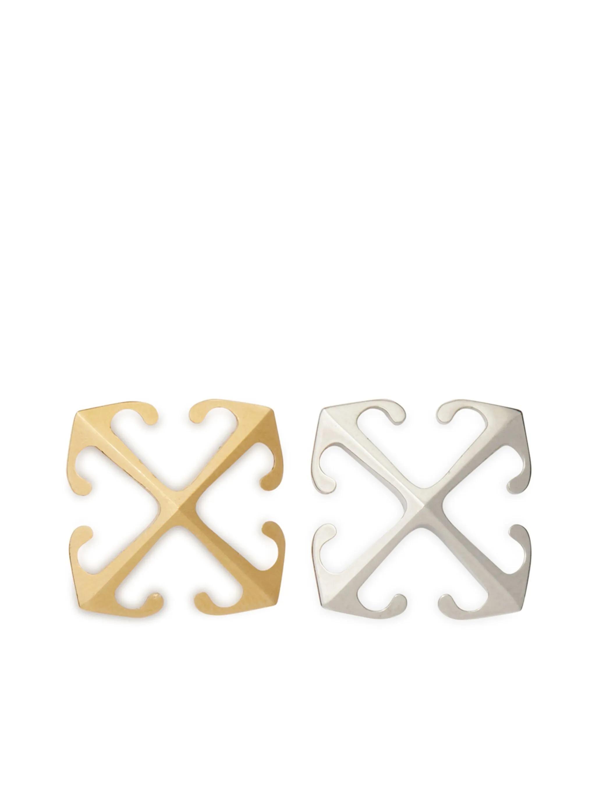 mixed-metal pair of logo earrings