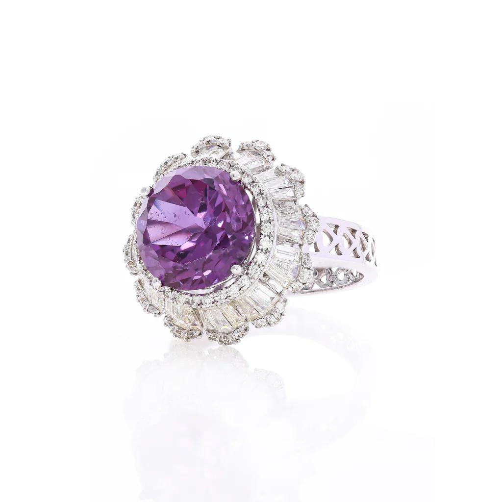 Amethyst Aura Diamond Ring, Khanna Jewellers