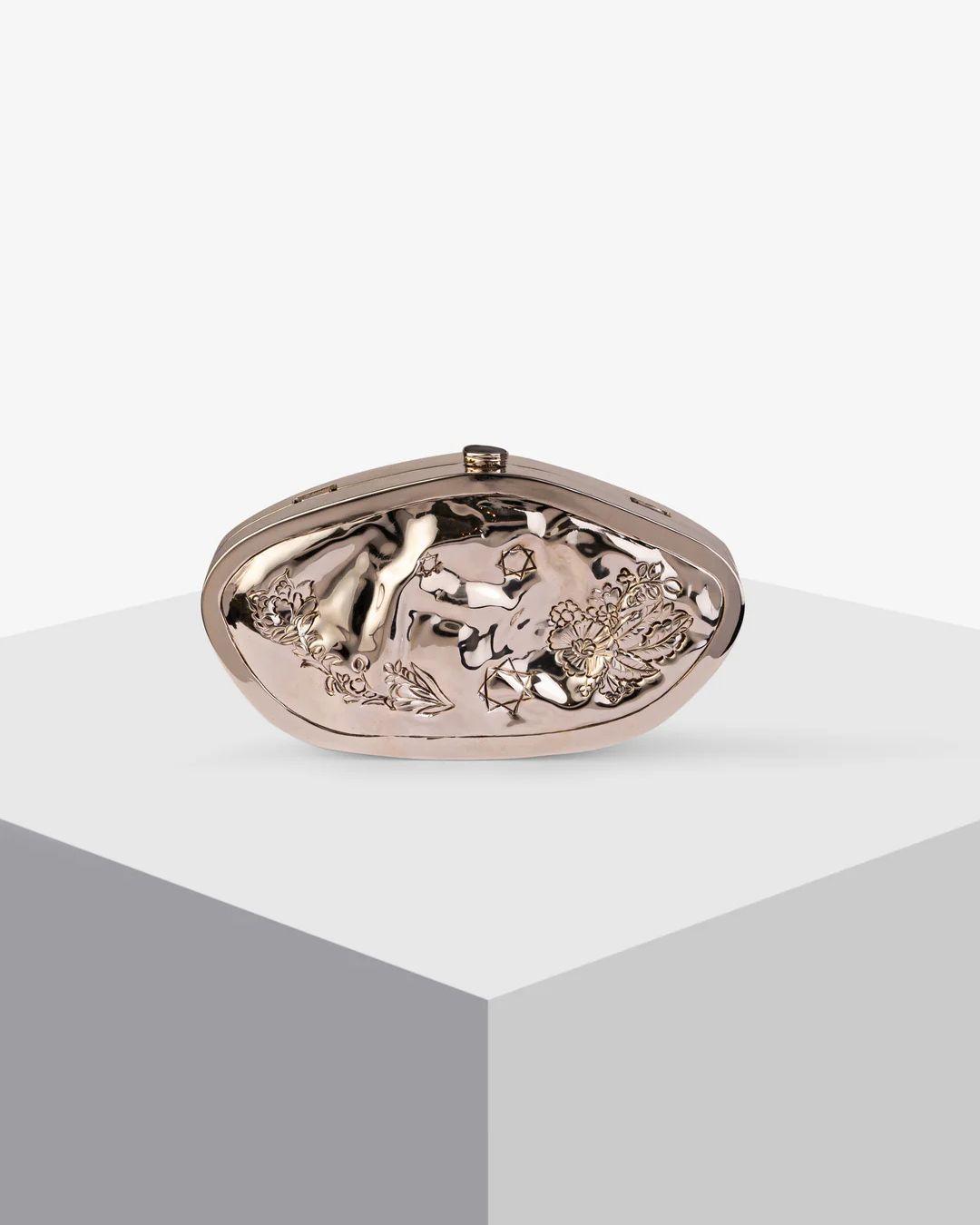 JADE by Monica and Karishma Silver Harmony Clutch