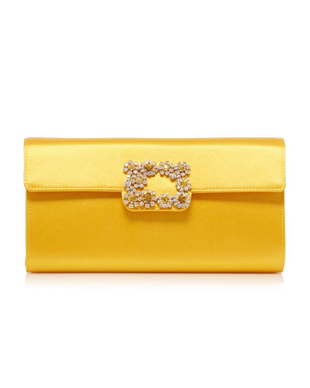 Roger Vivier Crystal-Floral Satin Clutch