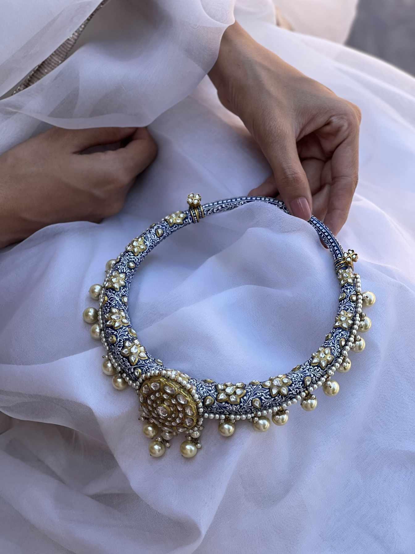 blue meenakari work haasli