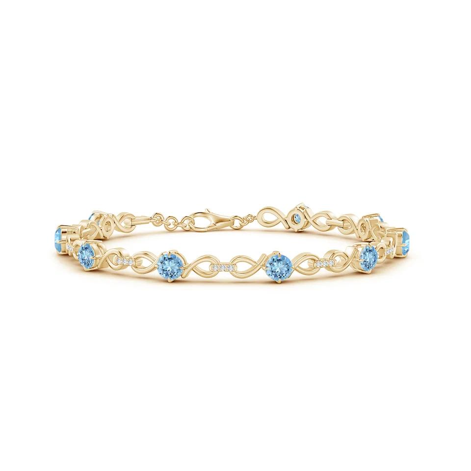 Angara Aquamarine and Diamond Infinity Link Bracelet