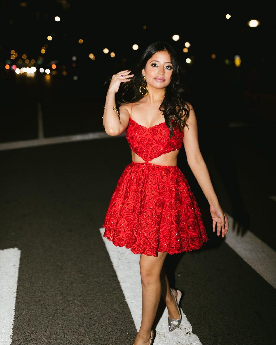 Sunaina Khera Red Roses Dress