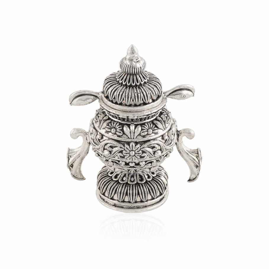 Aberrant Silver Kumkum Box, Krishna House of Silver