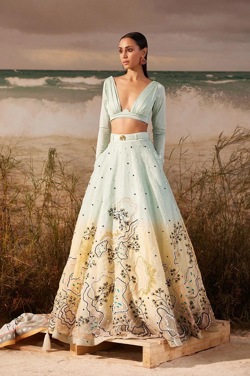 ice blue ombré lehenga from Shivan & Narresh