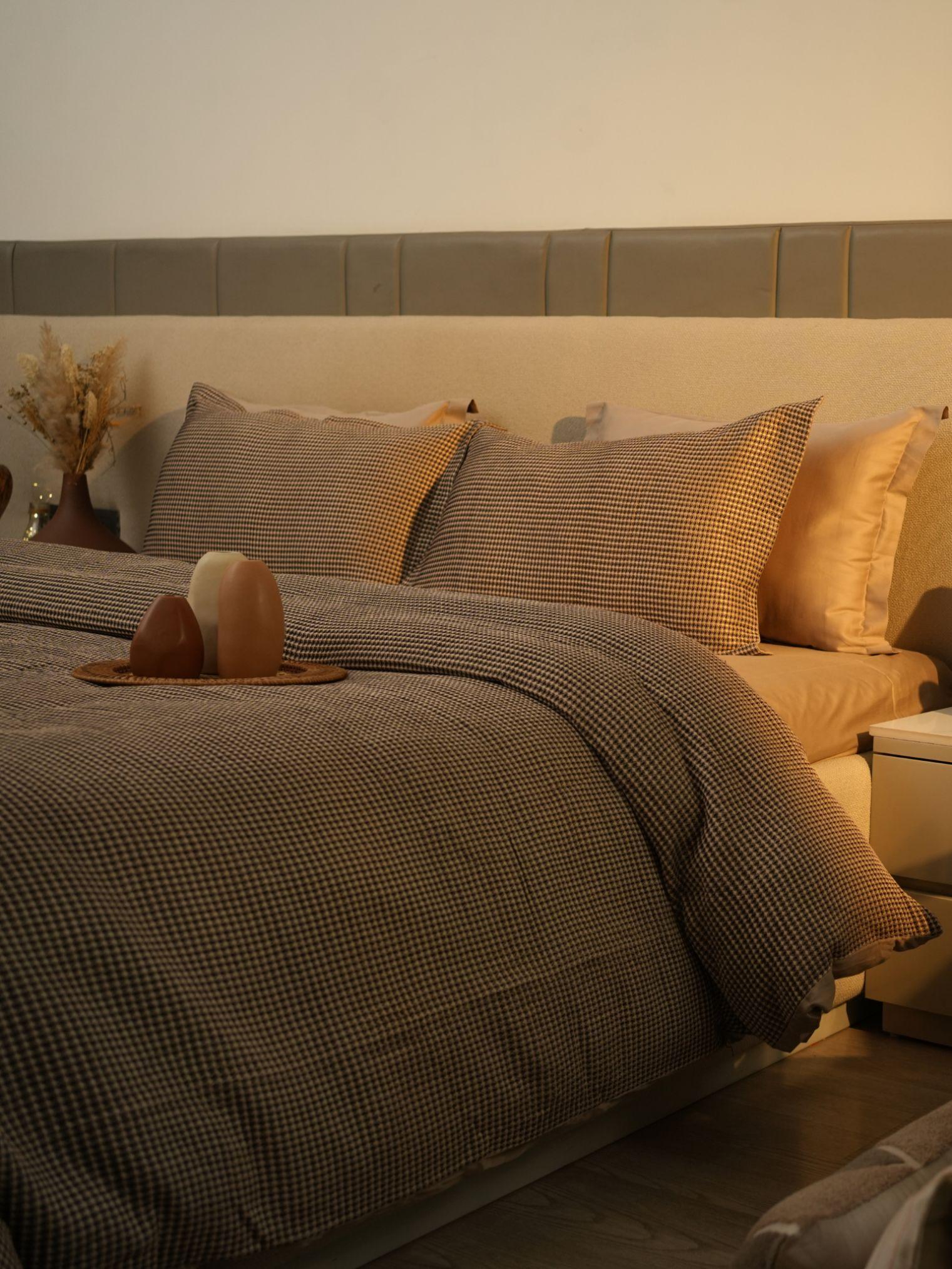 Sadyaska Store Honeycomb Coffee Woven Duvet Cover Set