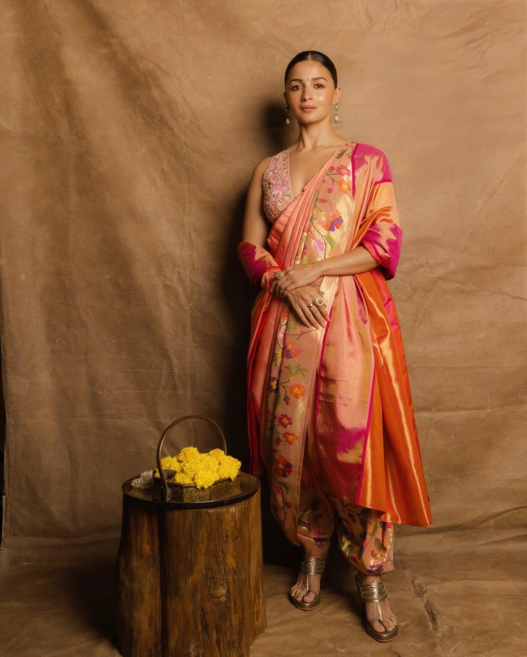 Alia Bhatt wearing the Nauvari drape sari