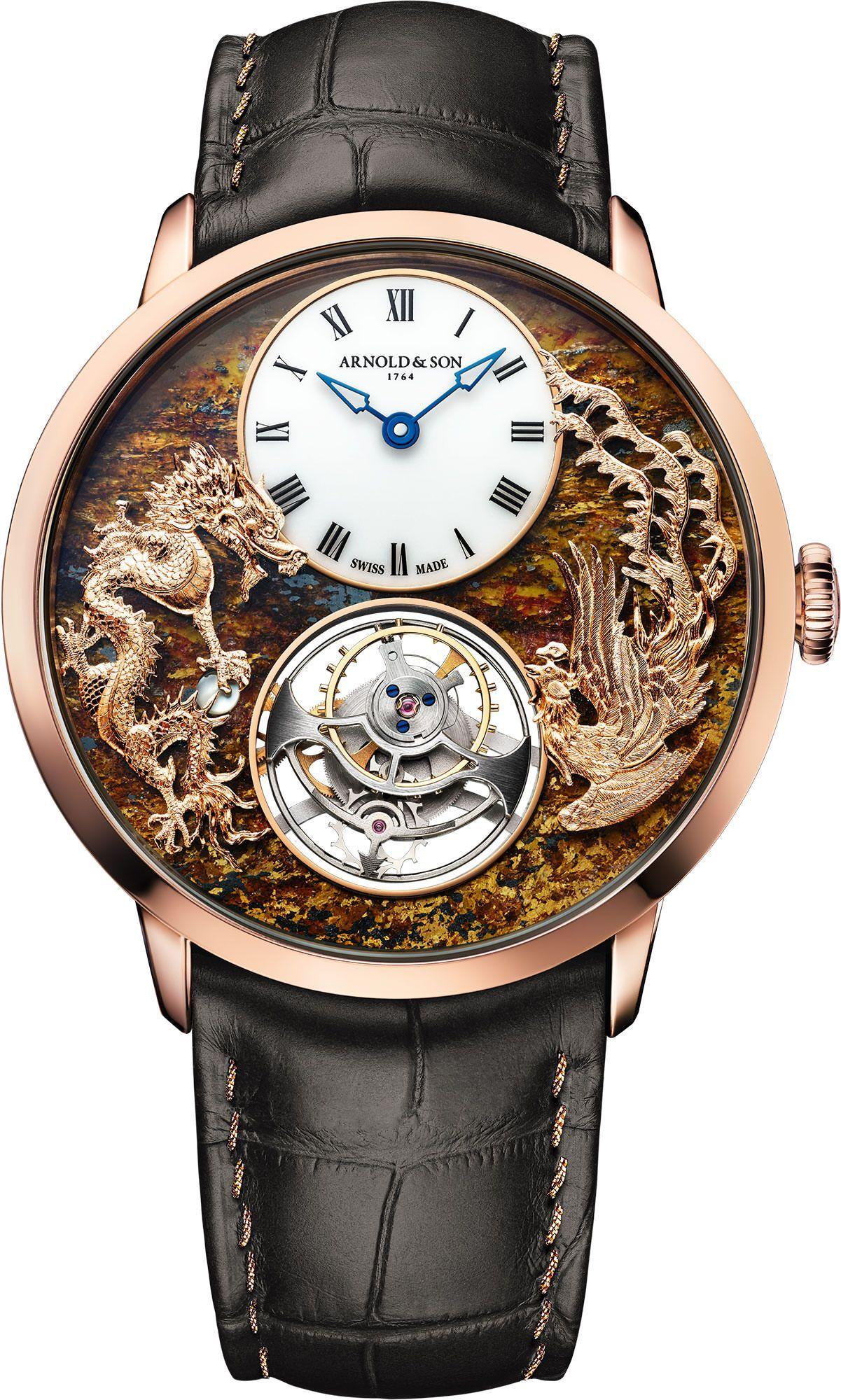 Ultrathin Tourbillon Dragon & Phoenix Bronzite Watch, Arnold & Son