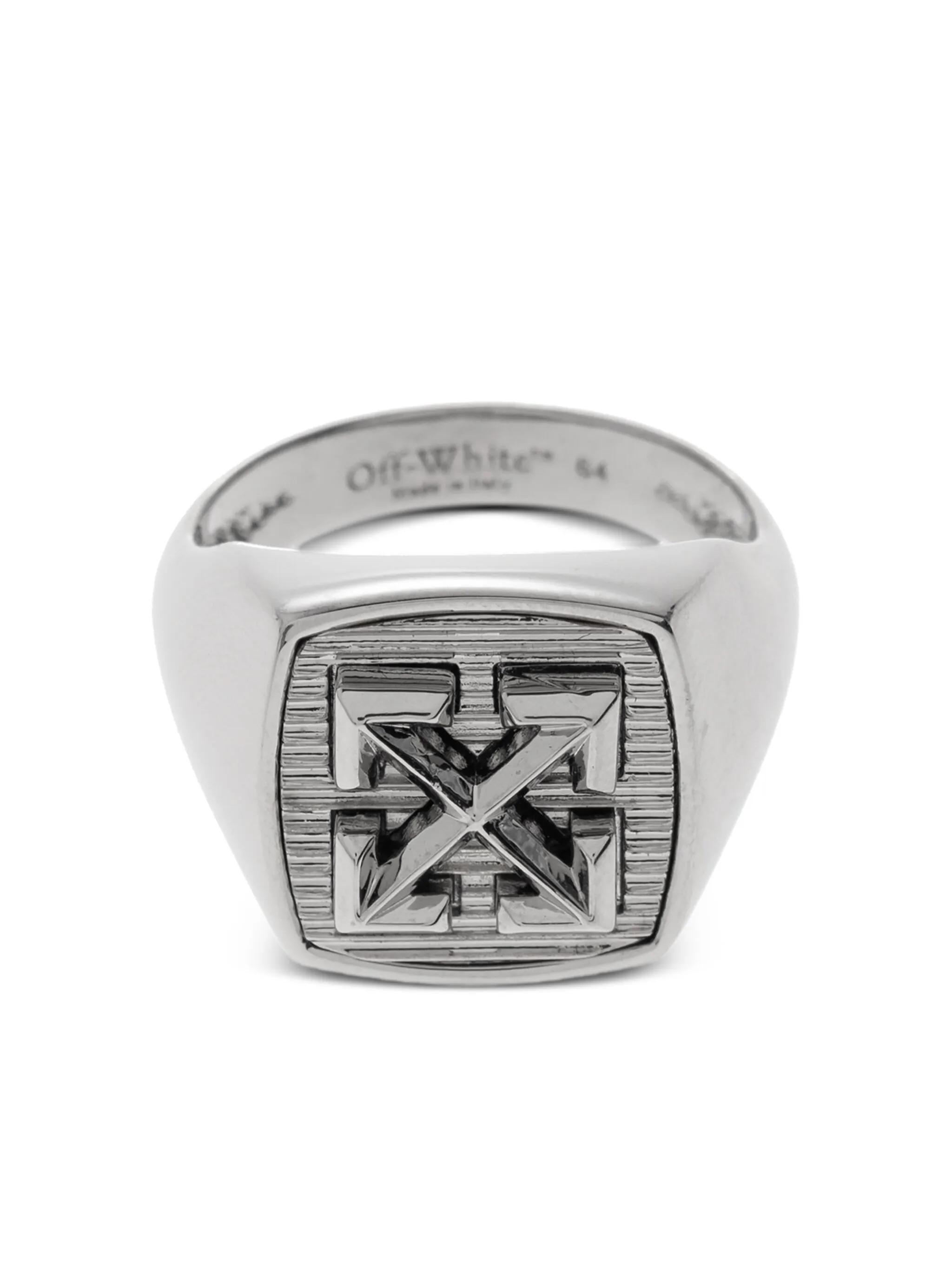 Arrows Signet Ring, Off-White