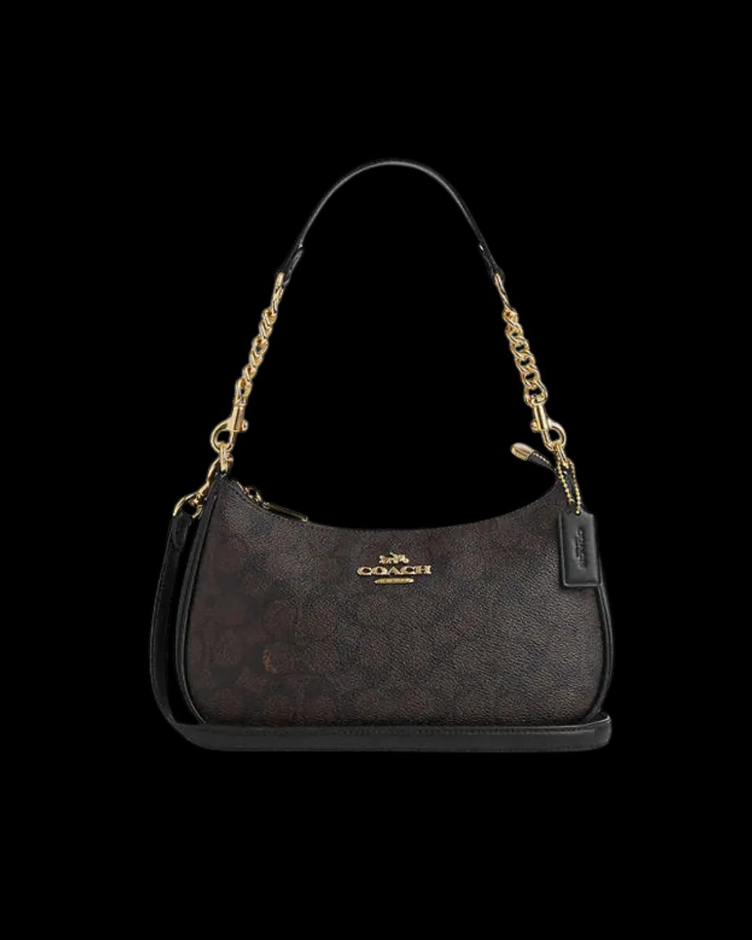 Coach Teri Shoulder Bag In Signature Canvas Signature Canvas-Gold-Walnut-Black