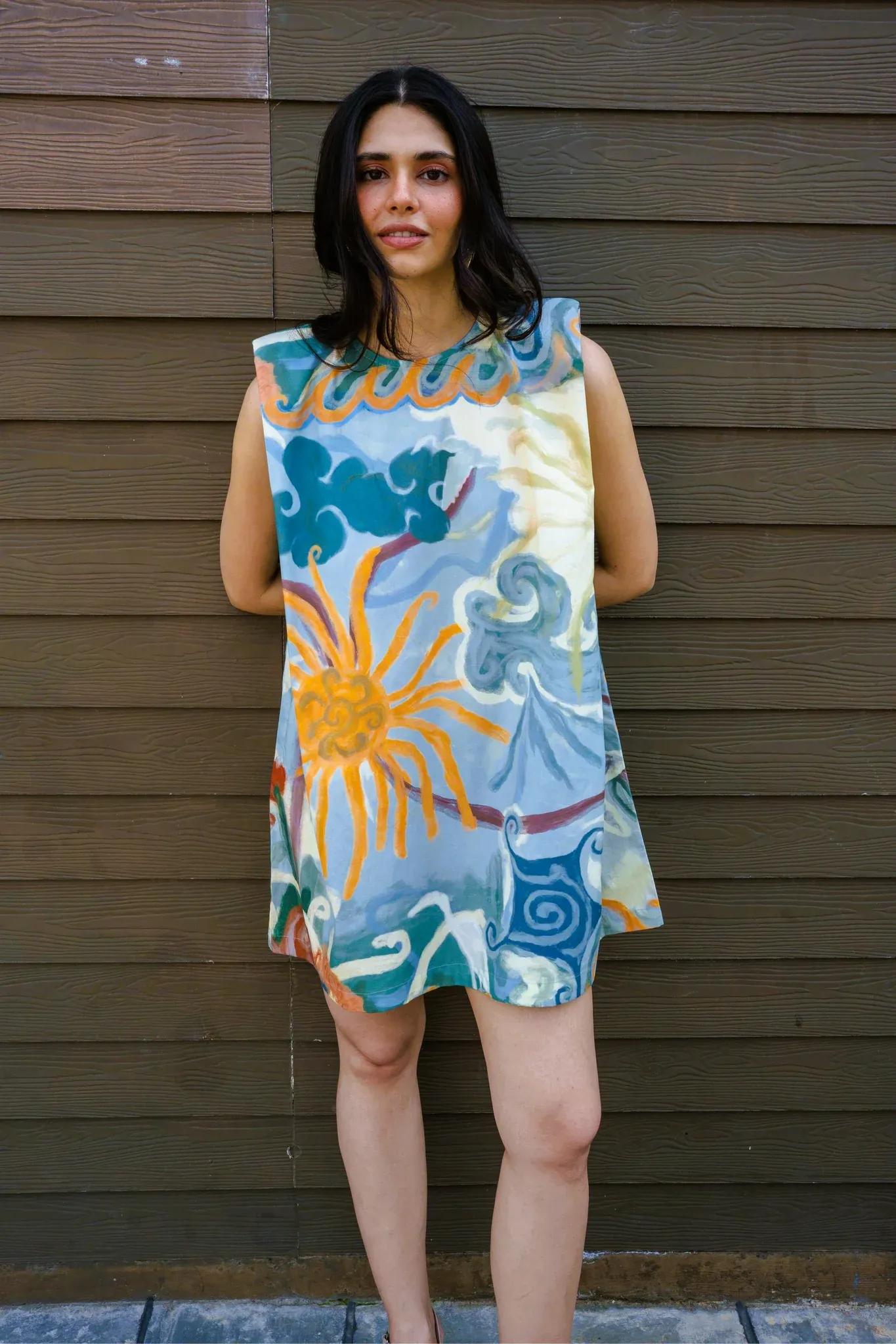Lakeside Shoulder Pad Dress, Drawn