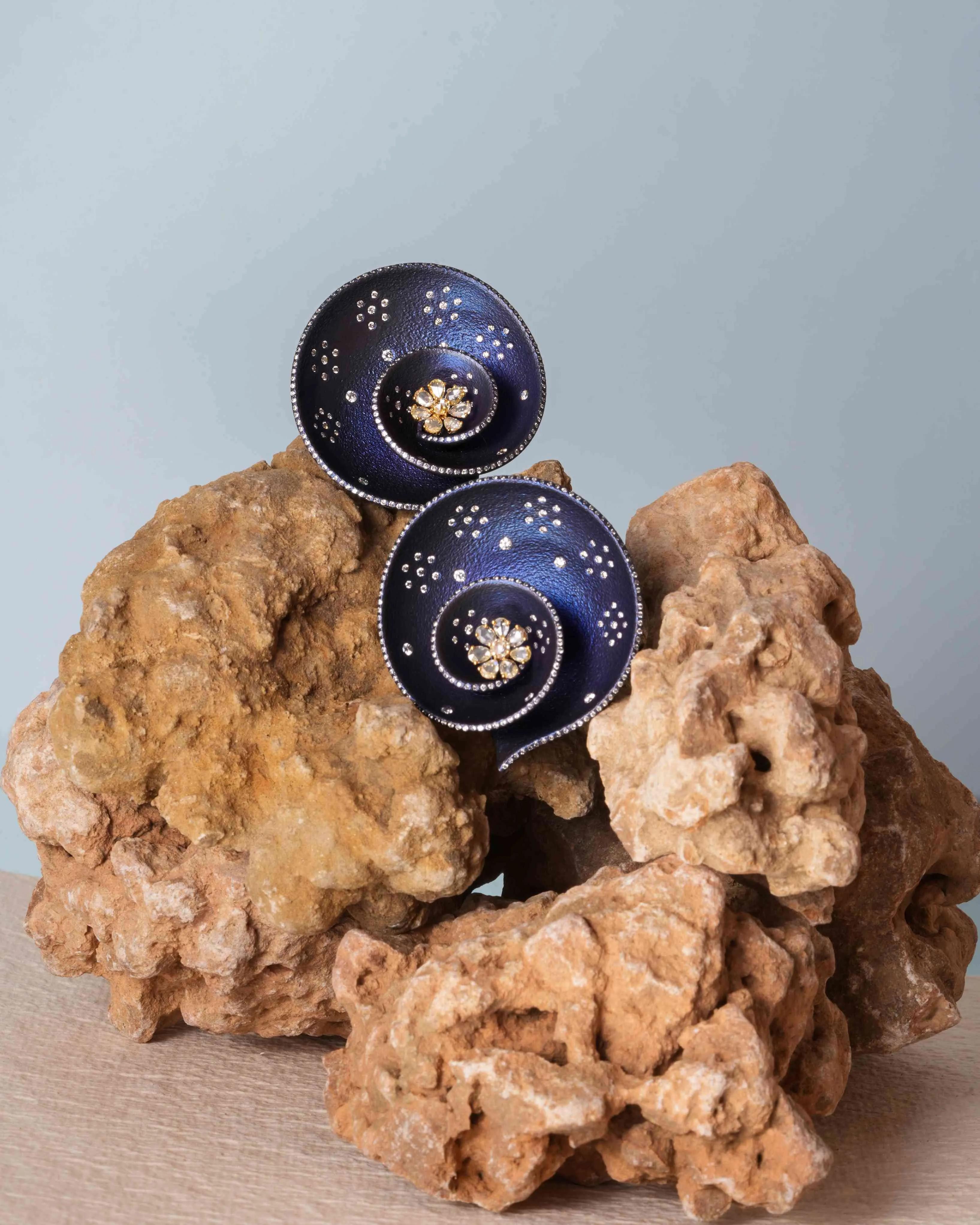 A pair of earrings from ISVARI Jalandhar Jewellery House's latest collection 'Ti'