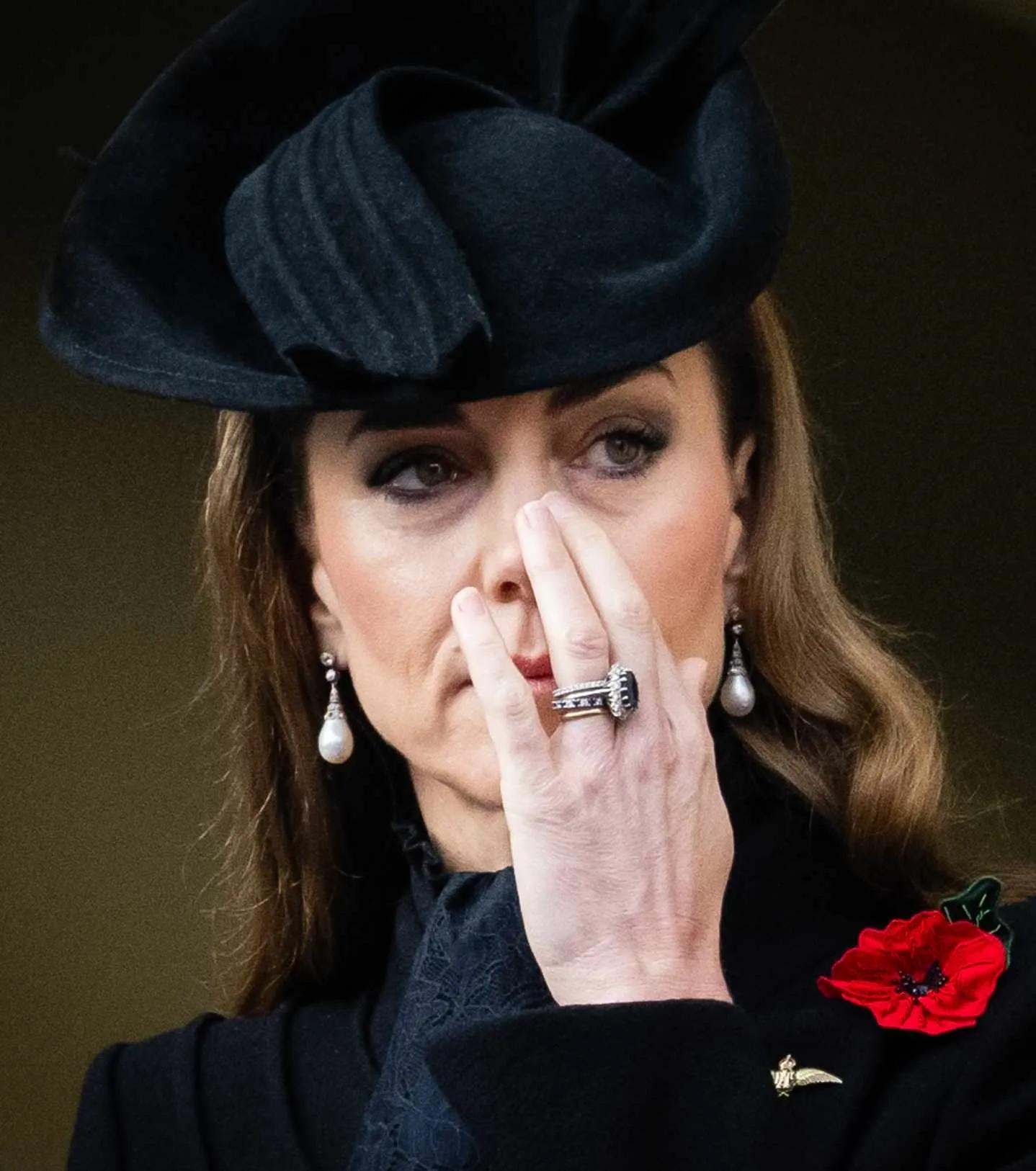 Kate Middleton is often seen pairing her engagement ring with other bands
