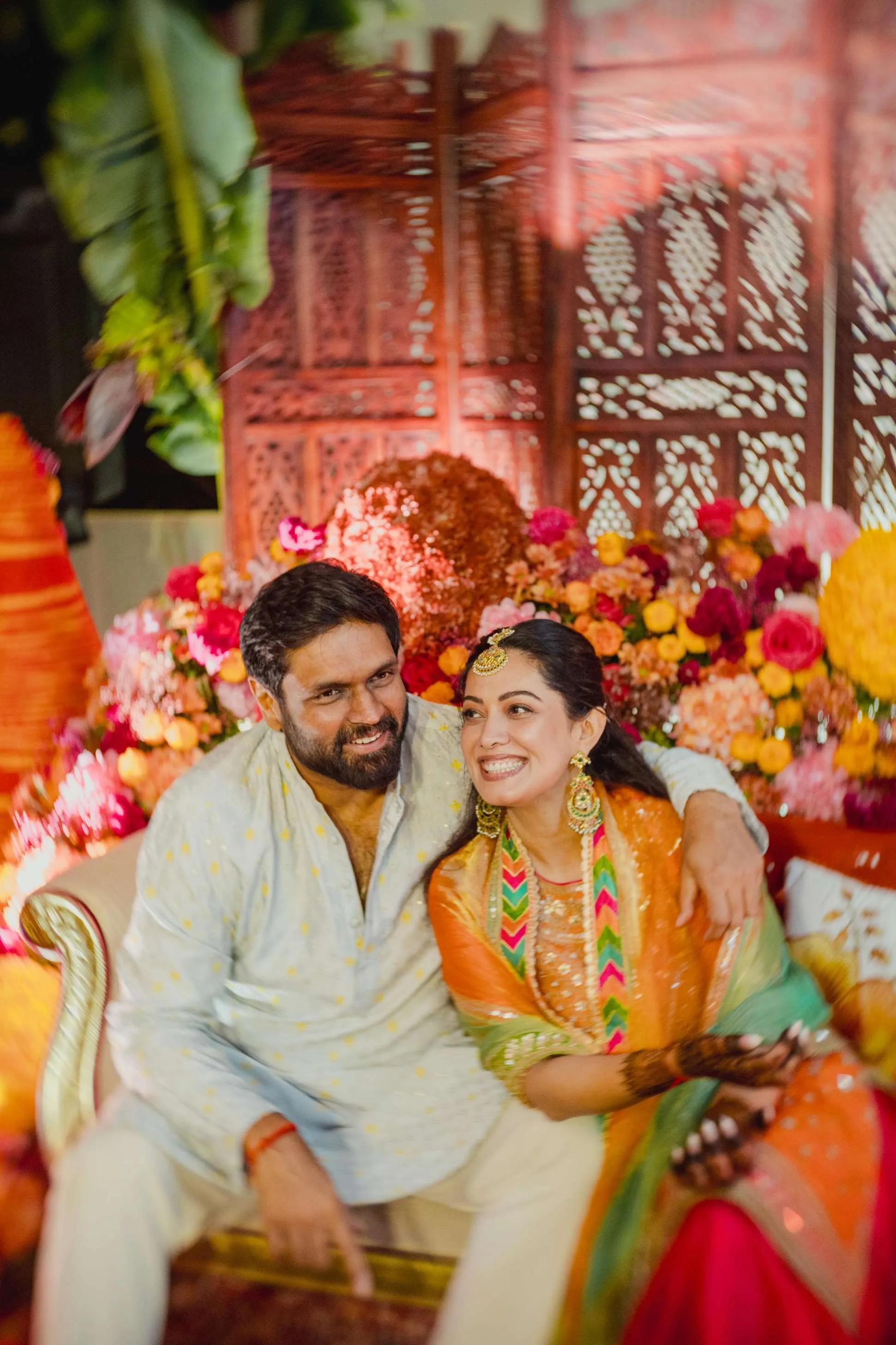 Eka and Ravi at their mehendi