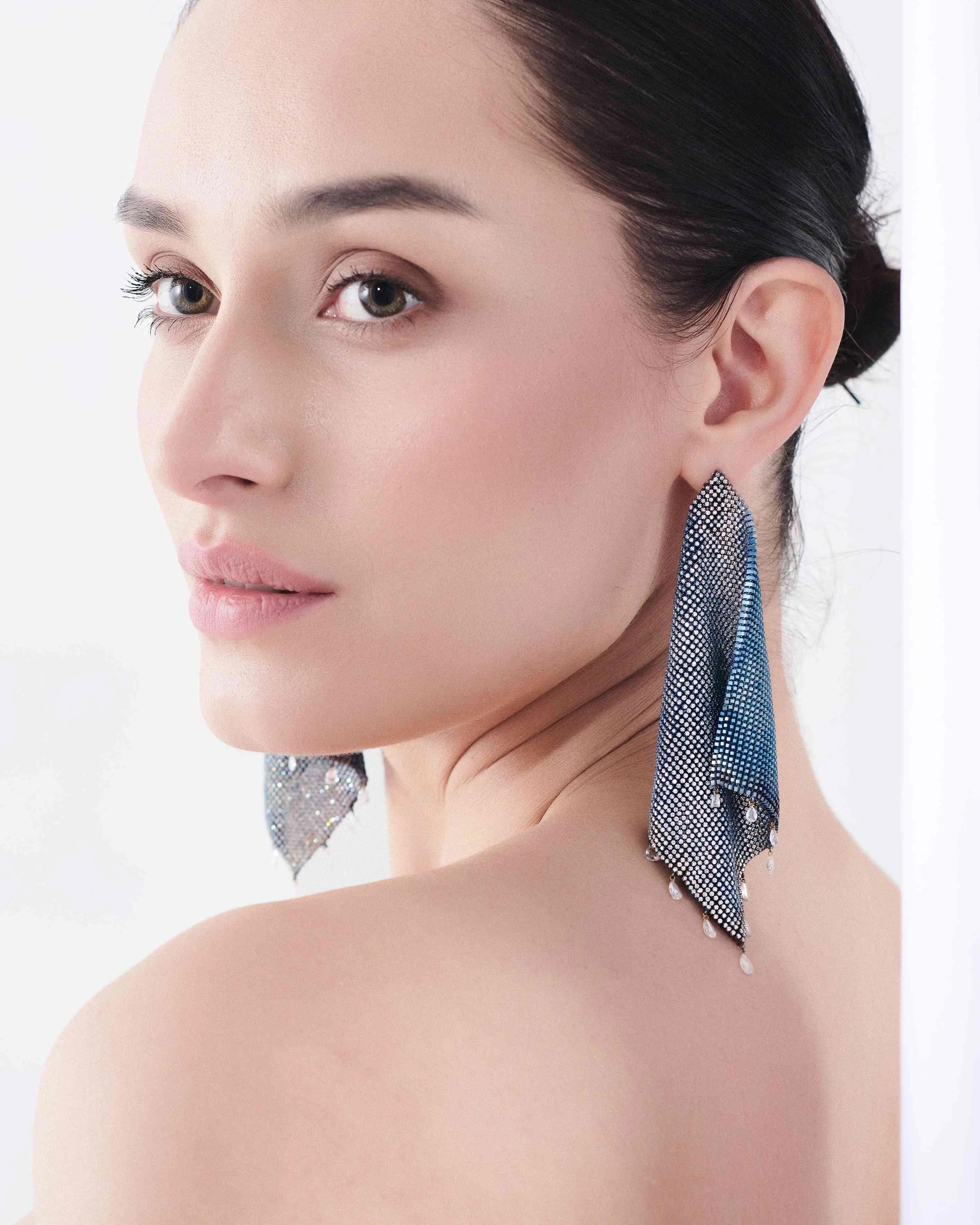 A pair of earrings from ISVARI Jalandhar Jewellery House's latest collection 'Ti'