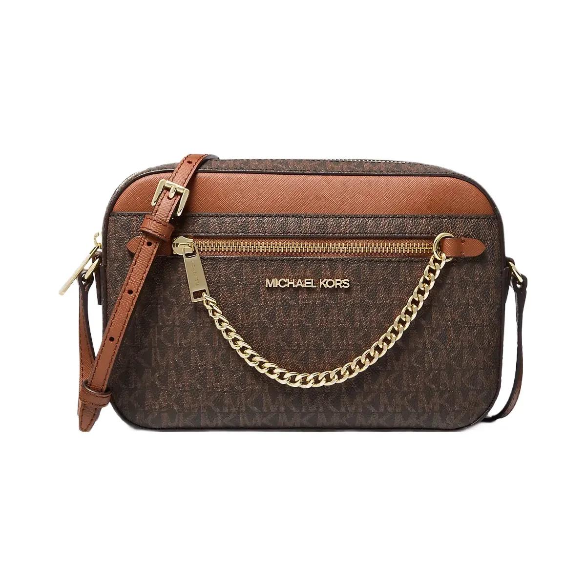 Michael Kors Jet Set Large Logo Crossbody Bag Brown