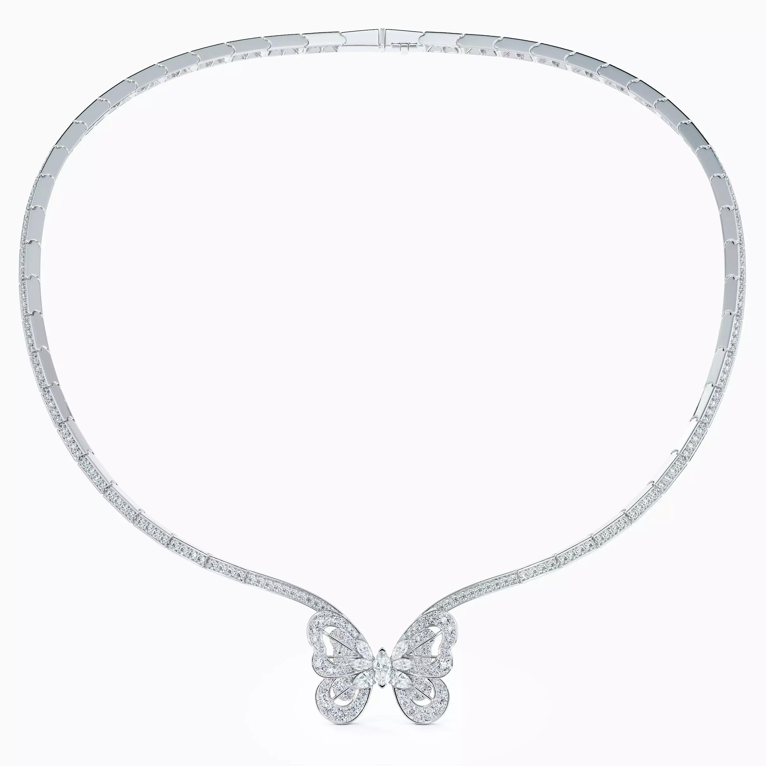 Portraits of Nature butterfly necklace in white gold