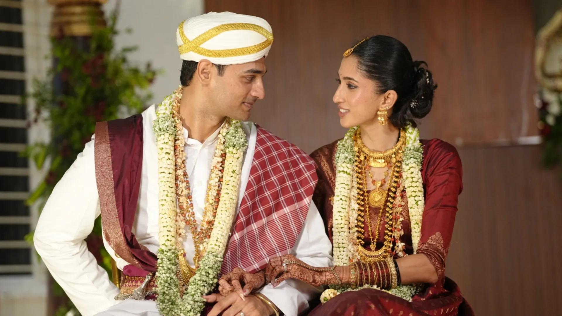 Rhea Subbaiah and Nikhil Bidapa at their wedding