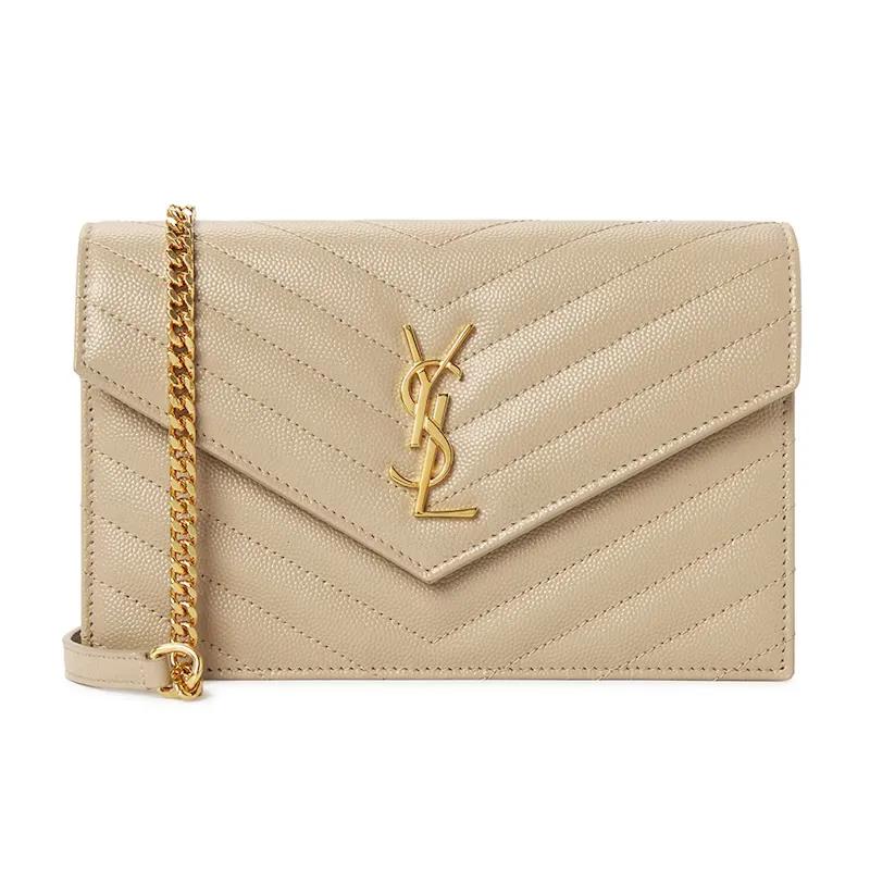 Saint Laurent Cassandra Chain Shoulder Bag Beige