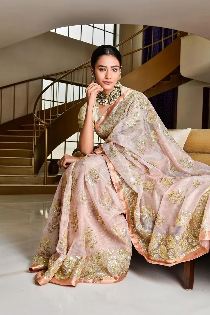 A model wearing a Vidhi Singhania sari