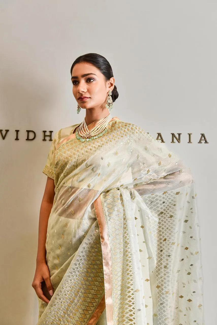 A model wearing a Vidhi Singhania sari