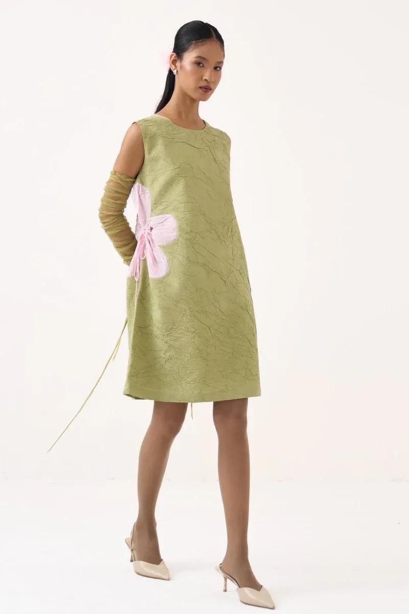 Side Floral Drawstring Shift Dress, Three